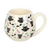 Cute and Creepy Cat Print Ceramic Rounded Mug side on