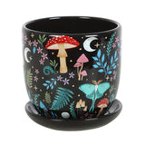 Dark Forest Ceramic Plant Pot with Saucer