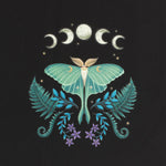 Close up Dark Forest Luna Moth and Moon Phases Print Cotton Tote Bag