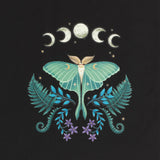 Close up Dark Forest Luna Moth and Moon Phases Print Cotton Tote Bag