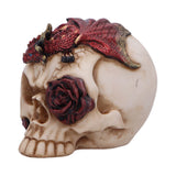 Rose Flame Decorative Skull With Sleeping Red Dragon Nemesis Now U7070B25 Side