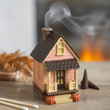 Smoking House display Scene Pink House Two Part Incense Cone Holder Burner