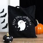 Display Keep Your Spirits Up Spooky Ghost Polycotton Tote Bag