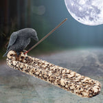 Display scene Black Raven Perched On A Skull Incense Stick Holder 25cm Nemesis Now NEM2836