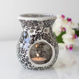 Display scene Gunmetal Grey Crackle Glass Oil Burner Wax Melter