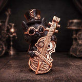 Display Scene Music Meowstro Steampunk Black Cat Playing Bass Cello Figurine Nemesis Now U7602B26