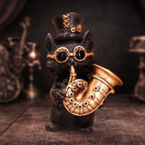 Display Scene Music Meowstro Steampunk Black Cat Playing Horn Figurine Nemesis Now U7605B26