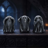 Set of Three Wise Black Ghoul Ghost Figurines