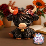 Dahlia Black Flower Highland Cow Figurine Nemesis Now B7447A26 Display Scene