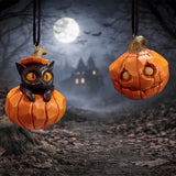 Display Scene Whisper Wood Set of 2 Pumpkin and Patch Halloween Hanging Ornament