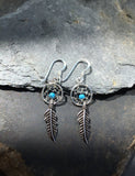 Dreamcatcher on Feather Sterling Silver Earrings