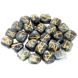 Engraved Labradorite Rune Gemstone 25 Runes Set