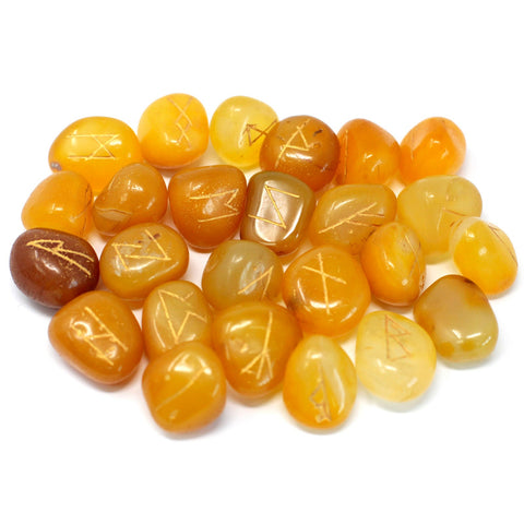 Yellow Onyx Rune Gemstone 25 Runes Set