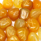 Engraved 25 Yellow Onyx Rune Gemstone Runes Set