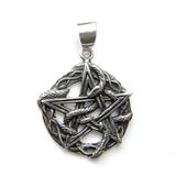 Entwined Snake Pentagram Celtic Detail on Silver Necklace