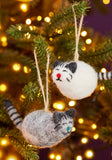 Felt Cat With Stripey Tail Hanging Decoration on String