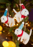 Felt Dog Dotty Hat and Tie Hanging Decoration on Christmas Tree
