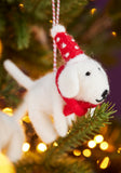 Felt Dog Dotty Hat and Tie Hanging Decoration with Red