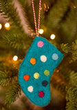 Felt Dotty Rainbow Stocking Hanging Decorations Blue Namaste Fair Trade
