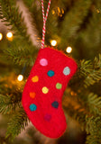 Felt Dotty Rainbow Stocking Hanging Decorations Namaste Fair Trade Red