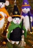 Felt Witch Wizard Mice Hanging Decorations wit Broom