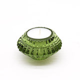 Flower Flip Garden Jade Green Dinner Candle or Tealight Holder Glass