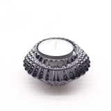 Flower Flip Midnight Grey Dinner Candle or Tealight Holder Showing Tea Light