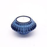Flower Flip Blue Dinner Candle or Tealight Holder showing tea light