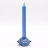 Flower Flip Blue Dinner Candle or Tealight Holder showing candle