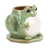 Frog Shaped Ceramic Mug and Lily Pad Saucer Coaster side