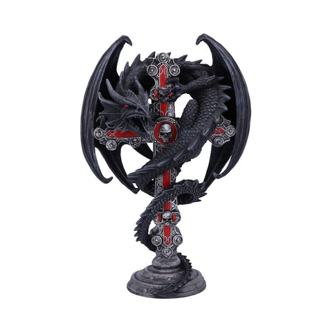 Anne Stokes Gothic Guardian Dragon Cross Candle Holder