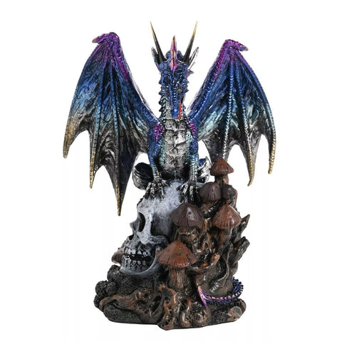 Blue Dragon Sitting On a Skull Fantasy Mystic Legends