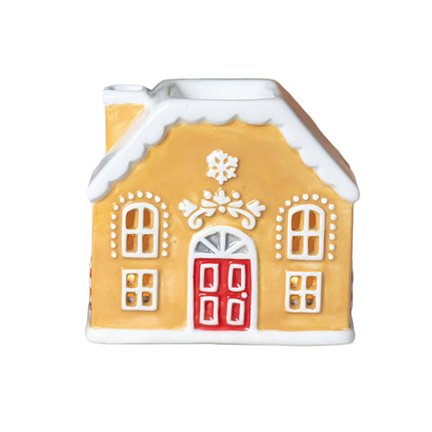 Front of Candy Cane Gingerbread House Oil Burner and Wax Melter Warmer