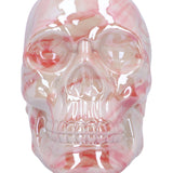 Front Close Up Marbellum Pink Ceramic Marble Skull 13.5cm Nemesis Now U6451X3