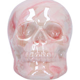 Close Up Front Marbellum Pink Ceramic Marble Skull 7cm Nemesis Now U6450X3