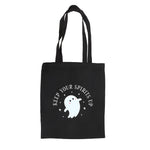 Keep Your Spirits Up Spooky White Ghost Polycotton Tote Bag Front