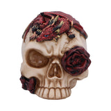 Rose Flame Decorative Skull With Sleeping Red Dragon Nemesis Now U7070B25