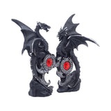 Gothic Black Dragons Midnight Protectors Set of 2 Figurines Red Gen in Celtic Circle front