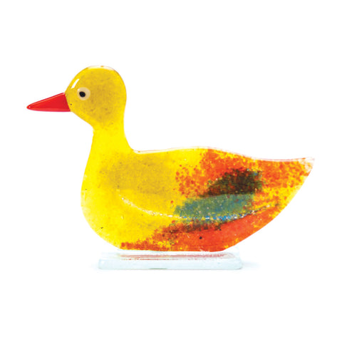 Fused Glass Duck Orange Yellow