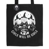 Girls Will Be Girls Witchy Three Witches Tote Bag Close Up