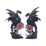Gothic Black Dragons Midnight Protectors Set of 2 Figurines Red Gen in Celtic Circle