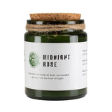 Greenman Midnight Rose Soy Wax Woodwick Green Glass Jar Candle