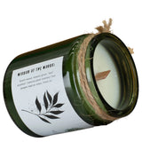 Greenman Sage and Mintwood Soy Wax Woodwick Green Glass Jar Candle