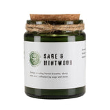 Greenman Sage and Mintwood Soy Wax Woodwick Glass Jar Candle