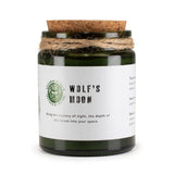 Greenman Wolf's Moon Soy Wax Woodwick Green Glass Candle by Ancient Wisdom 