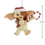 Size guide Front Gremlins Gizmo the Mogwai with Candy Cane Hallmark Ornament