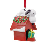 Peanuts Snoopy Dog House Christmas Tree Hanging Decoration red ribbon