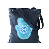 Hand of Hamsa and All Seeing Eye Blue Polycotton Tote Bag