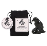 Black Obsidian Raven Ornament in a Bag Pouch