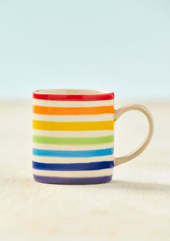 Hand Crafted and Painted Rainbow Stripe Ceramic Espresso Mug